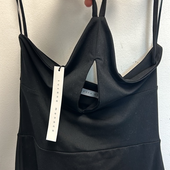 Susana Monaco Halter Open Front Midi Dress in Black - Picture 5 of 5